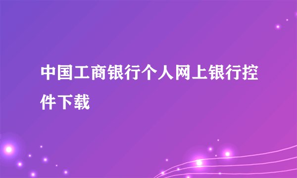 中国工商银行个人网上银行控件下载