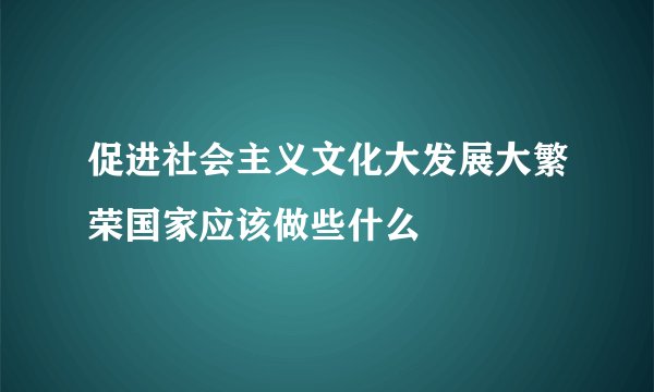 促进社会主义文化大发展大繁荣国家应该做些什么
