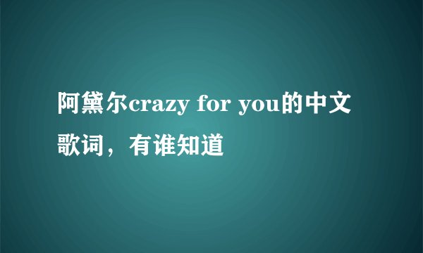 阿黛尔crazy for you的中文歌词，有谁知道