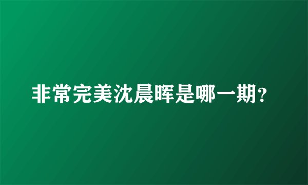 非常完美沈晨晖是哪一期？