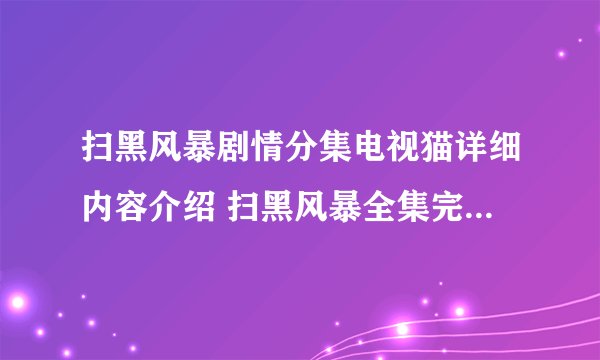 扫黑风暴剧情分集电视猫详细内容介绍 扫黑风暴全集完整版西瓜视频免费在线观看