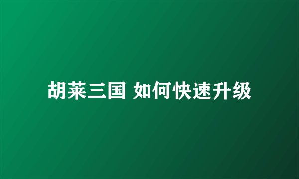 胡莱三国 如何快速升级