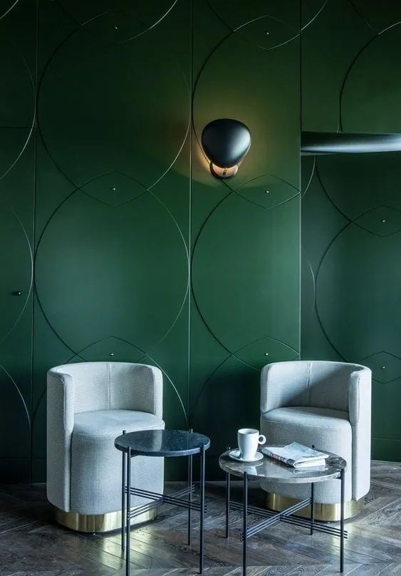 绿色墙面设计，夏日清凉装。