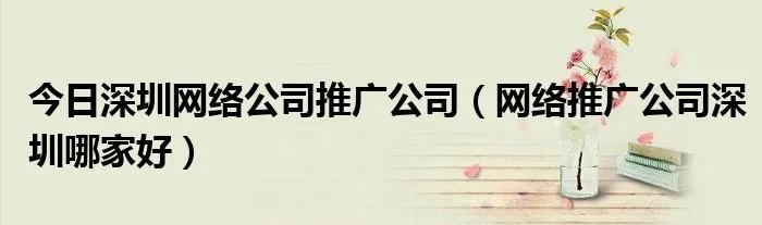 今日深圳网络公司推广公司（网络推广公司深圳哪家好）