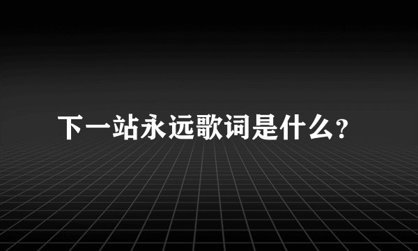 下一站永远歌词是什么？