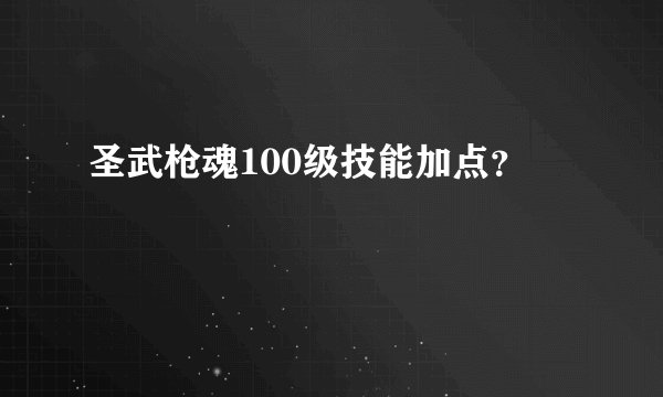 圣武枪魂100级技能加点？