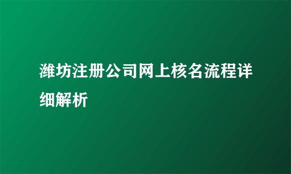 潍坊注册公司网上核名流程详细解析