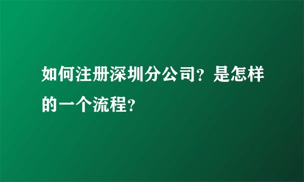 如何注册深圳分公司？是怎样的一个流程？
