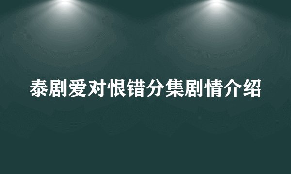 泰剧爱对恨错分集剧情介绍