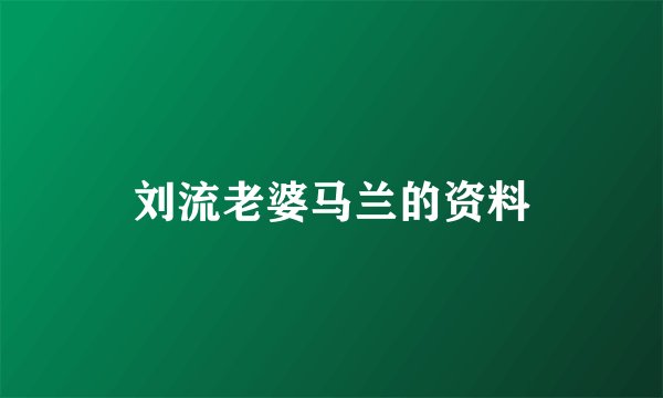 刘流老婆马兰的资料