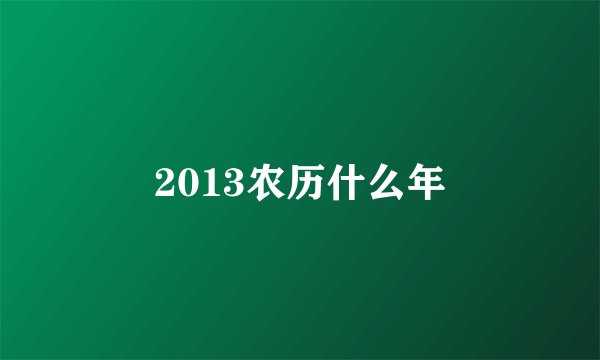 2013农历什么年