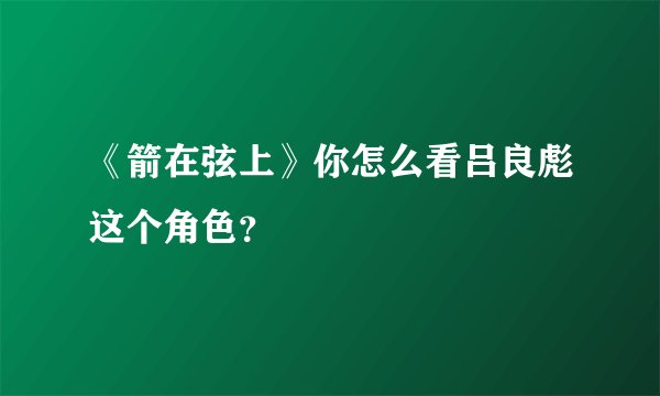 《箭在弦上》你怎么看吕良彪这个角色？