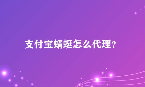 支付宝蜻蜓怎么代理？
