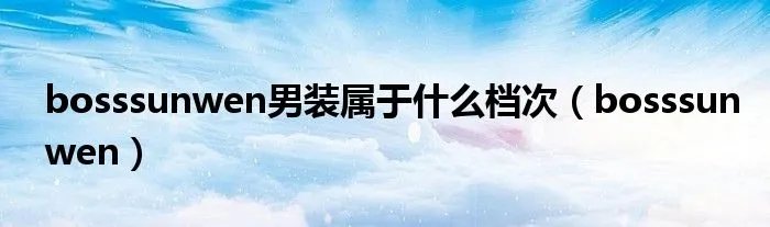 bosssunwen男装属于什么档次（bosssunwen）