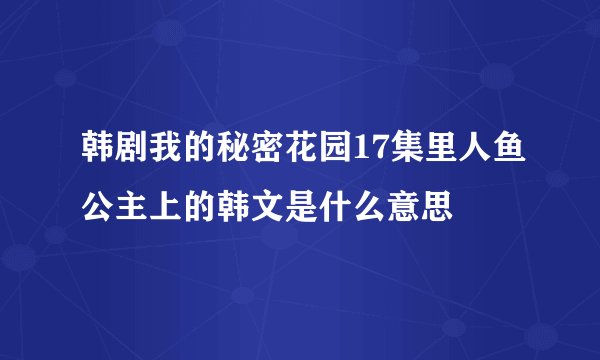 韩剧我的秘密花园17集里人鱼公主上的韩文是什么意思