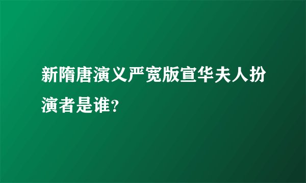 新隋唐演义严宽版宣华夫人扮演者是谁？