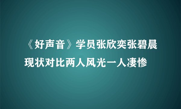《好声音》学员张欣奕张碧晨现状对比两人风光一人凄惨