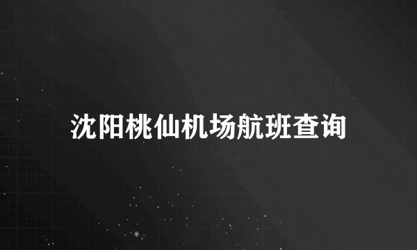 沈阳桃仙机场航班查询