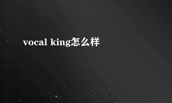 vocal king怎么样