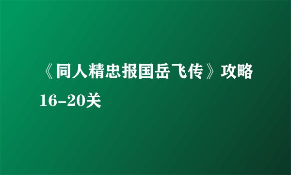 《同人精忠报国岳飞传》攻略16-20关