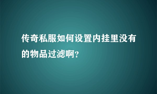 传奇私服如何设置内挂里没有的物品过滤啊？