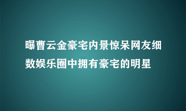 曝曹云金豪宅内景惊呆网友细数娱乐圈中拥有豪宅的明星