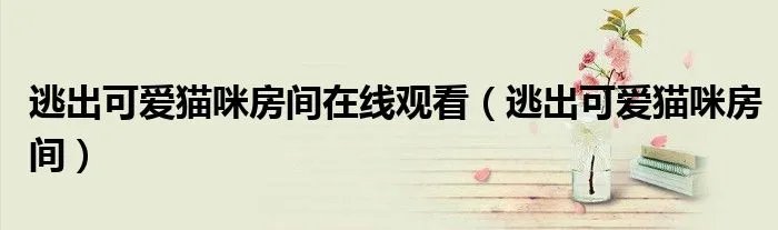 逃出可爱猫咪房间在线观看（逃出可爱猫咪房间）