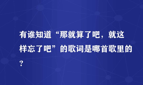 有谁知道“那就算了吧，就这样忘了吧”的歌词是哪首歌里的？