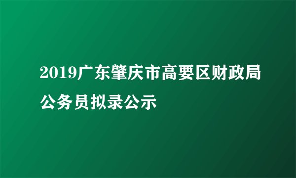 2019广东肇庆市高要区财政局公务员拟录公示
