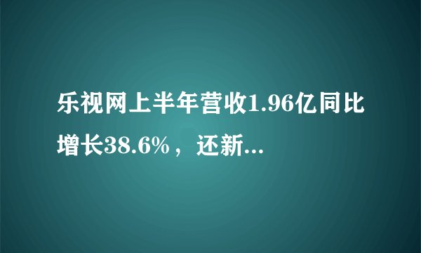 乐视网上半年营收1.96亿同比增长38.6%，还新增了约300万注册用户