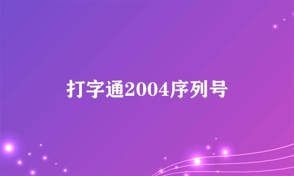 打字通2004序列号