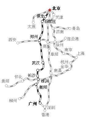 京广铁路全程线路图？
