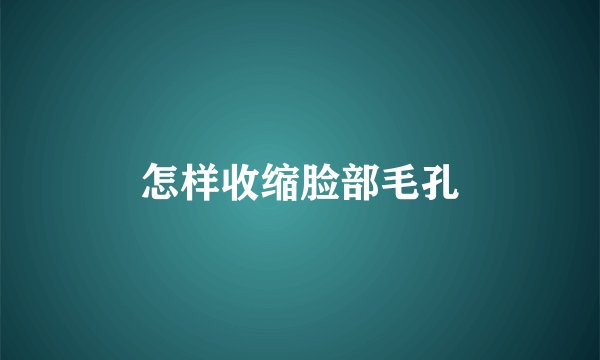 怎样收缩脸部毛孔