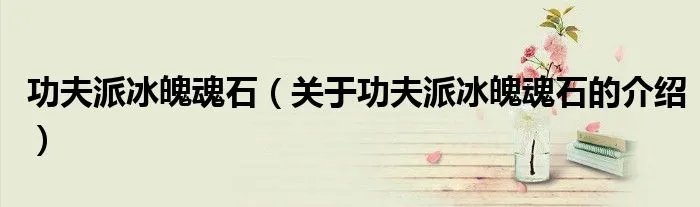 功夫派冰魄魂石（关于功夫派冰魄魂石的介绍）
