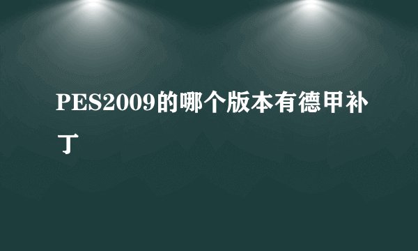 PES2009的哪个版本有德甲补丁