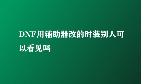 DNF用辅助器改的时装别人可以看见吗