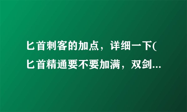 匕首刺客的加点，详细一下(匕首精通要不要加满，双剑精通要不要加满？？？)