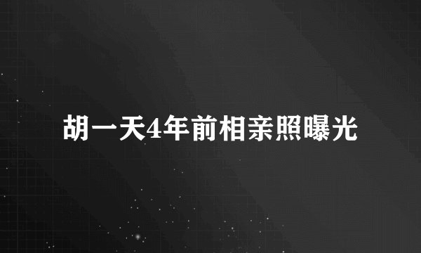 胡一天4年前相亲照曝光