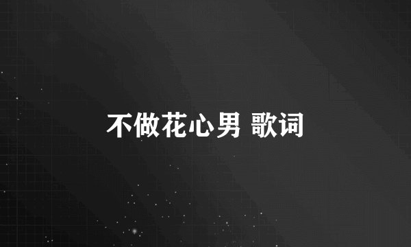 不做花心男 歌词