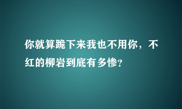 你就算跪下来我也不用你，不红的柳岩到底有多惨？
