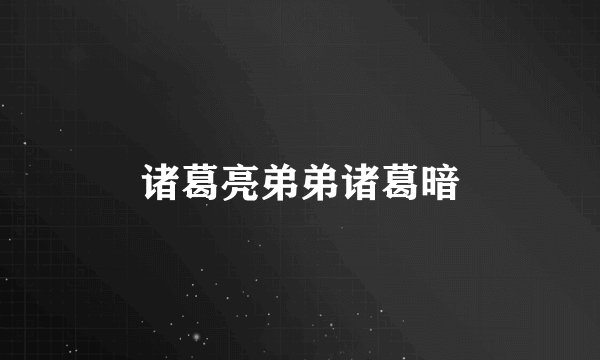 诸葛亮弟弟诸葛暗