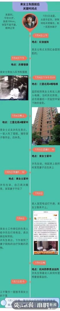 浙江杭州失踪来女士找到了吗？