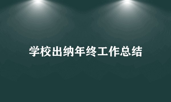 学校出纳年终工作总结
