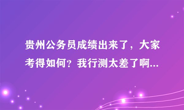 贵州公务员成绩出来了，大家考得如何？我行测太差了啊，总分才119.5