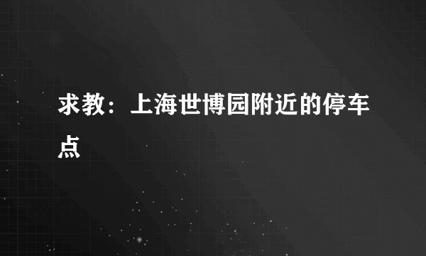 求教：上海世博园附近的停车点