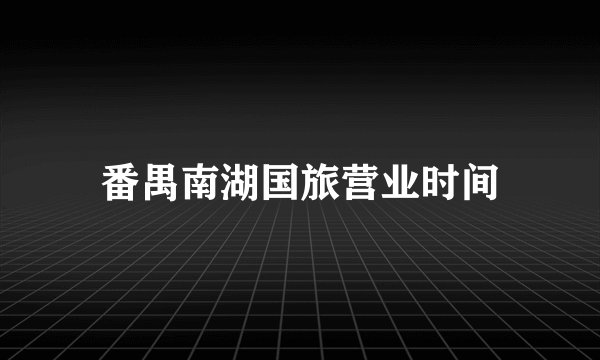 番禺南湖国旅营业时间