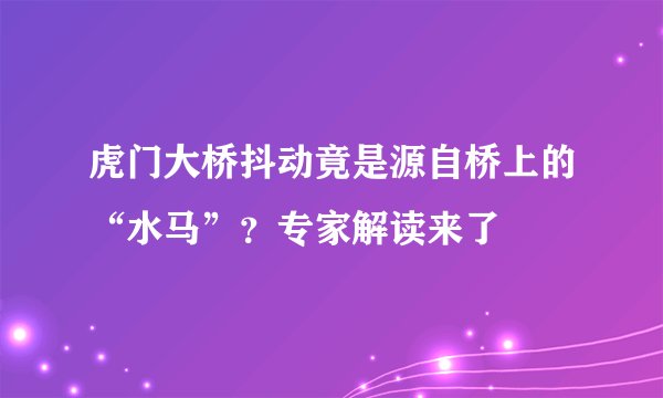 虎门大桥抖动竟是源自桥上的“水马”？专家解读来了