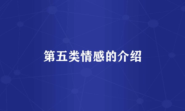 第五类情感的介绍