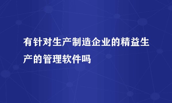 有针对生产制造企业的精益生产的管理软件吗