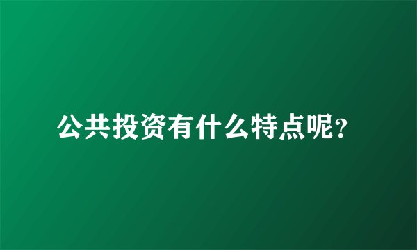公共投资有什么特点呢？